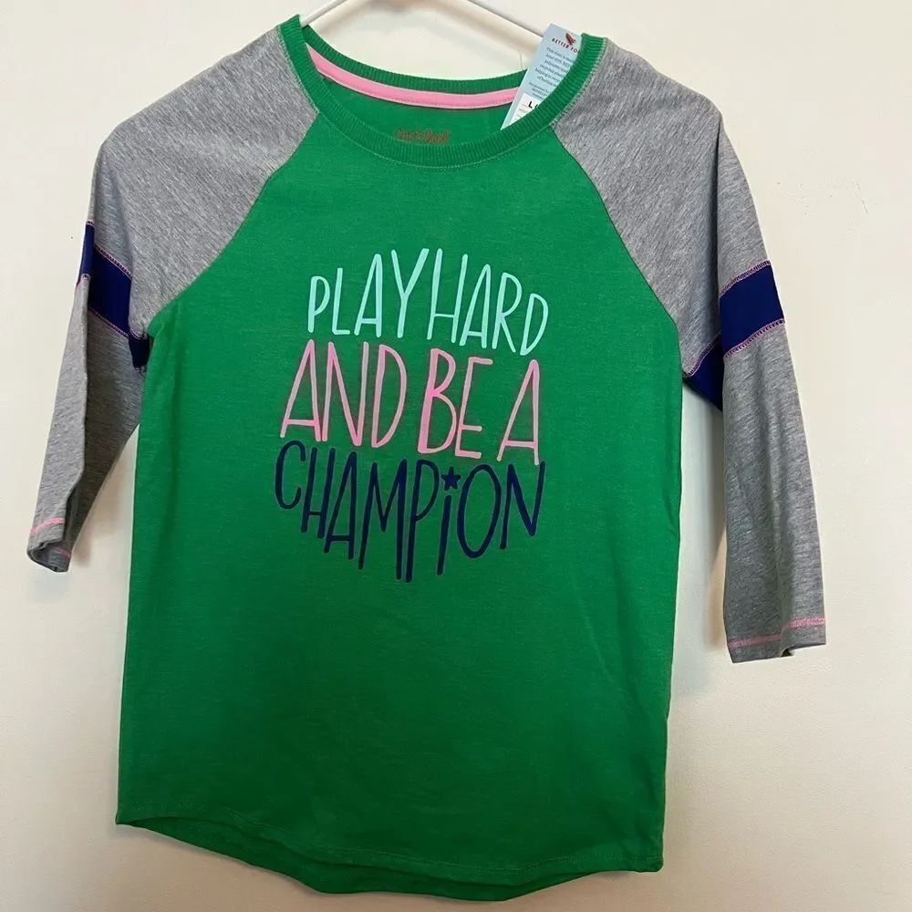 Green and Gray Kids Raglan Shirt